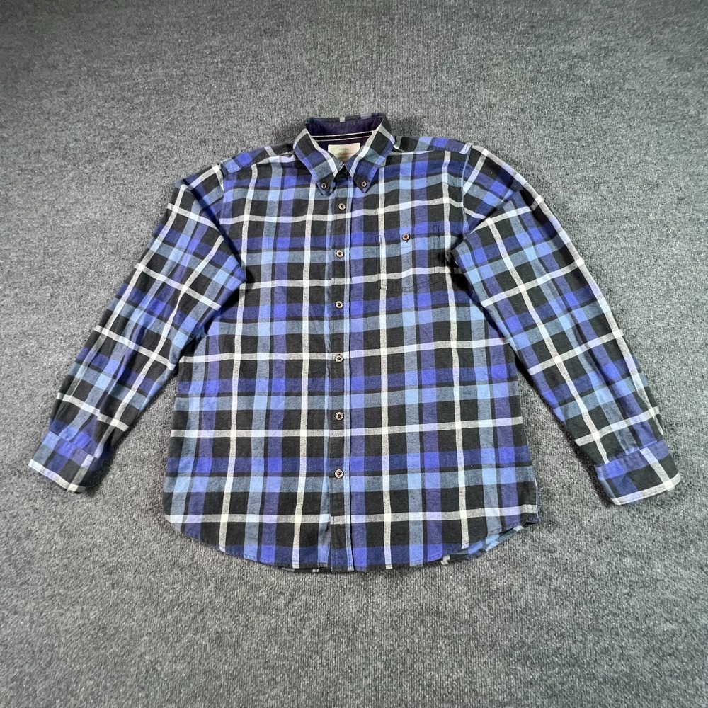 Weatherproof Vintage Button-Down Shirt Men's XL Blue Cotton Plaid Preppy Career
